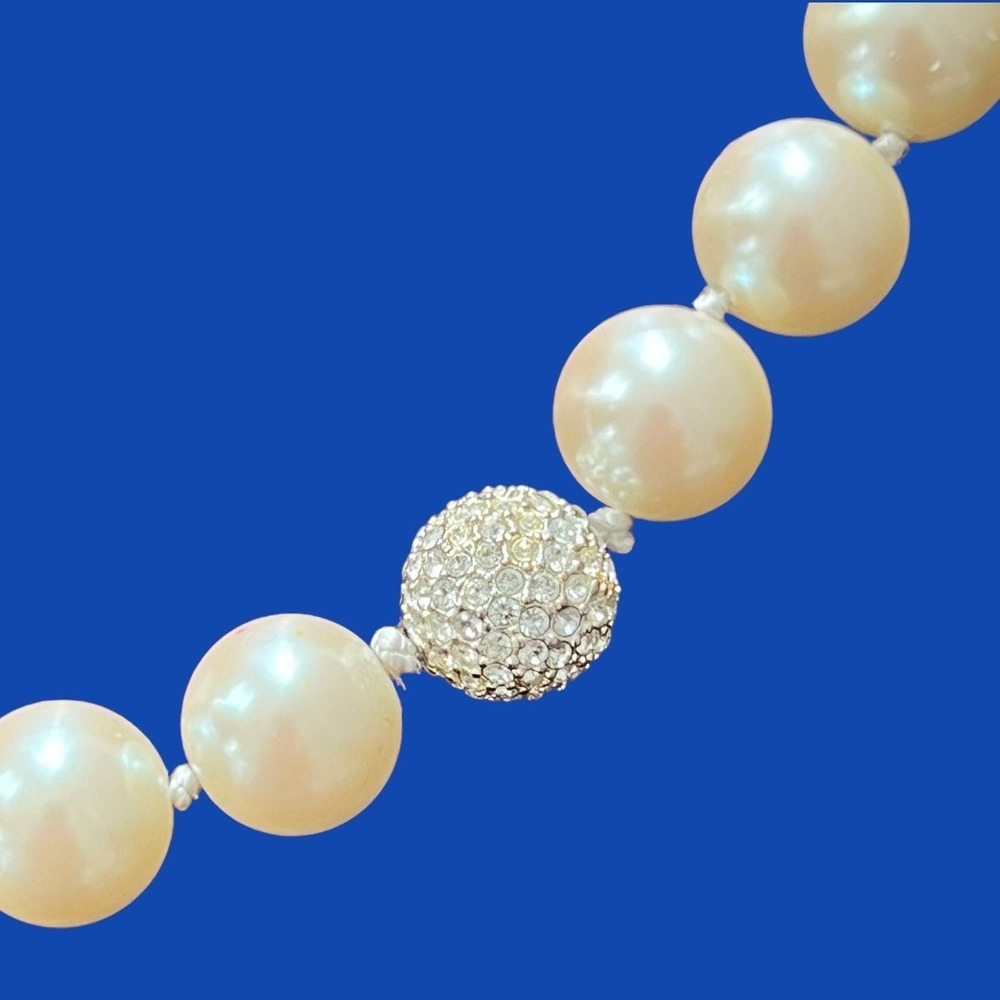 Carolee Choker Necklace Faux Pearl Rhinestone Wedding Bridal Prom Single Strand - Picture 5 of 8